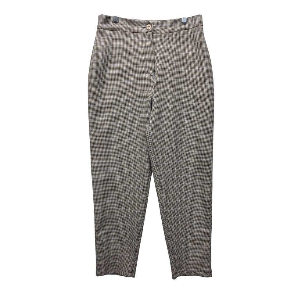 Nasty Gal Collection Brown Glen Plaid High Waisted Tapered Dress‎ Pants Size 8